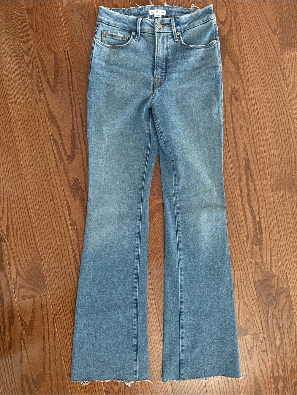 Good American Light Blue High-Rise Flared Jeans